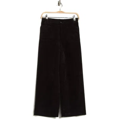 T Tahari Wide Leg Cropped Corduroy Pants In Black