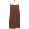 T Tahari Wide Leg Cropped Corduroy Pants In Brown
