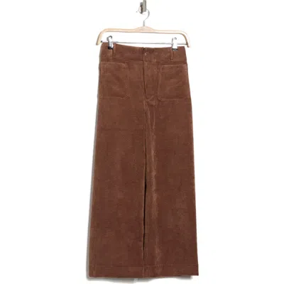 T Tahari Wide Leg Cropped Corduroy Pants In Brown