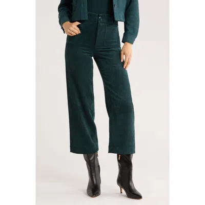 T Tahari Wide Leg Cropped Corduroy Pants In Green