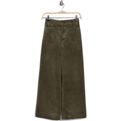 T Tahari Wide Leg Cropped Corduroy Pants In Green