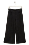 T Tahari Wide Leg Faux Suede Crop Pants In Black