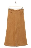 T Tahari Wide Leg Faux Suede Crop Pants In Tobacco