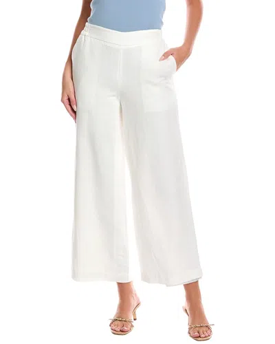 T Tahari Wide-leg Linen-blend Pant In White