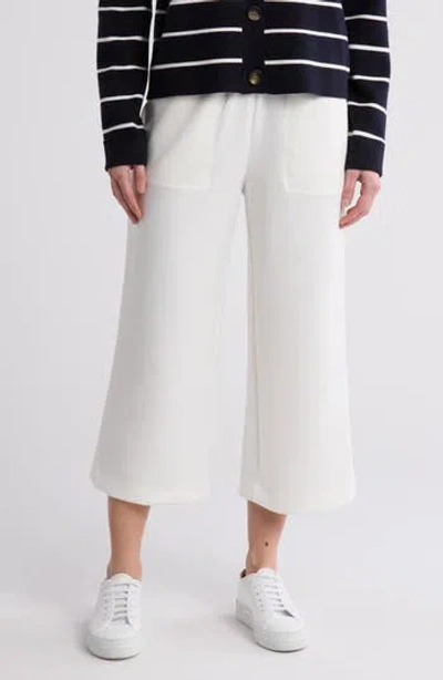 T Tahari Wide Leg Scuba Crop Pants In Bright White