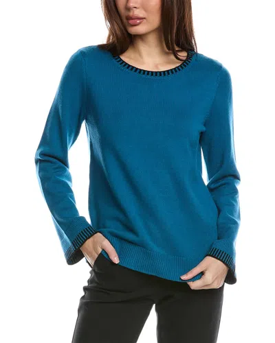 T Tahari Wide Sleeve Jersey Pullover In Blue