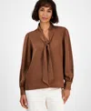 T Tahari Women's Bow-neck Tie Blouse In Burgundy