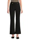 T Tahari Women's Button Detail Flared Pants In Black