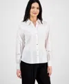 T Tahari Embroidered Blouse In White Star