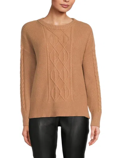 T Tahari Women's Cable Knit Sweater In Brown