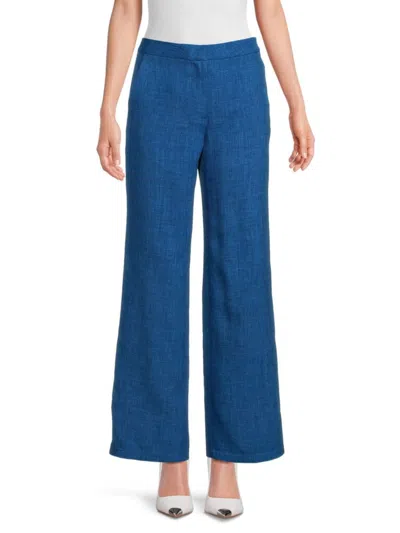 T Tahari Women's Chambray Wide Leg Pants In Cottage Blue