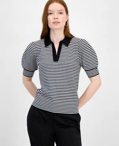 T Tahari Blouson Top In Black