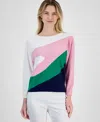 T Tahari Dolman Sleeve Crewneck Sweater In Pink Gypsy