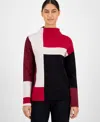 T Tahari Women's Colorblocked Funnel-neck Sweater In Multi