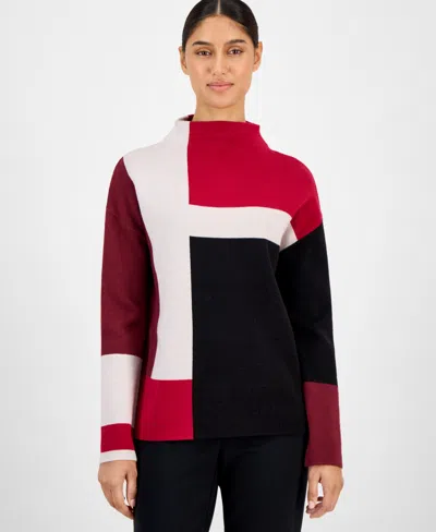 T Tahari Women's Colorblocked Funnel-neck Sweater In Multi