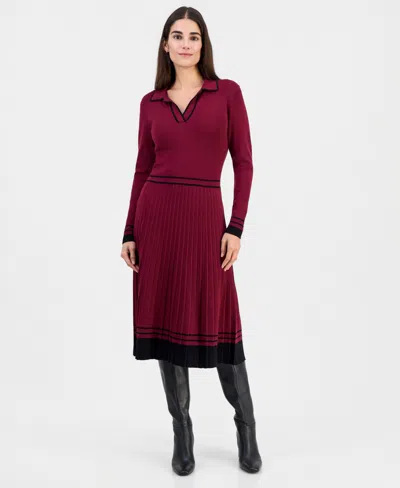 T Tahari Color Blocked Polo Midi Dress In Multi