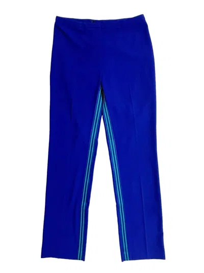T Tahari Women's Contrast Inseam Stripe Straight Pants In Blue