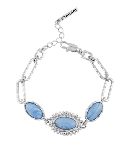 T Tahari Women's Denim Semi Precious Stone Line Bracelet In Silver-tone,denim