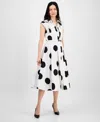 T Tahari Flare Midi Dress In White