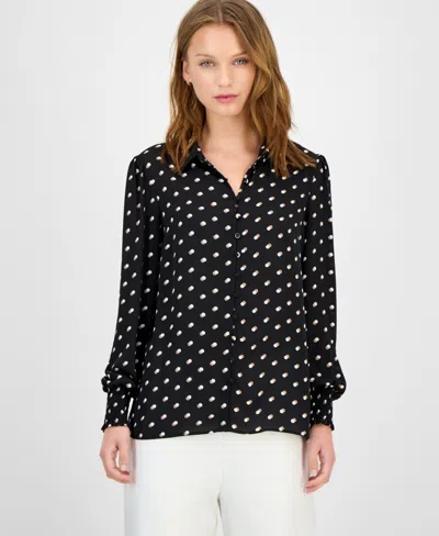 T Tahari Women's Dot-print Button-front Blouse In Multi