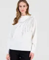 T Tahari Women's Embellished Dolman-sleeve Sweater In White