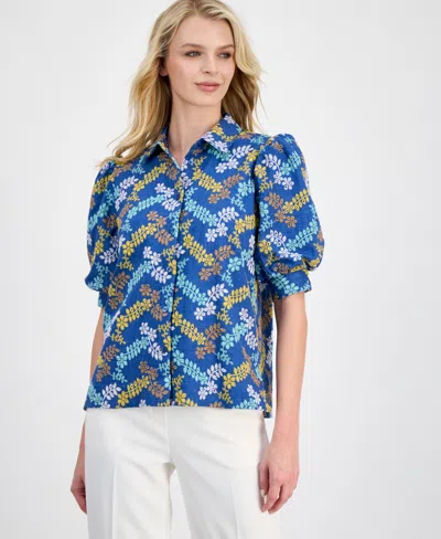 T Tahari Button Down Blouse In Multi
