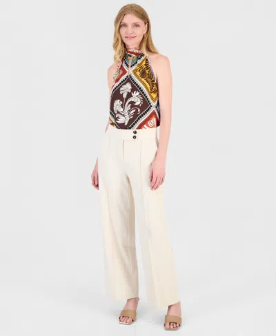 T Tahari Women's Extended Tab Wide Leg Pants In White