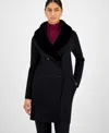T Tahari Women's Faux-fur Shawl-collar Jacket In Black