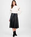 T Tahari Women's Faux-leather A-line Skirt In Black