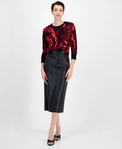 T Tahari Women's Faux Leather Pencil Skirt In Black