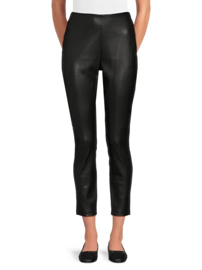 T Tahari Women's Faux Leather Slim Ankle Pants In Black