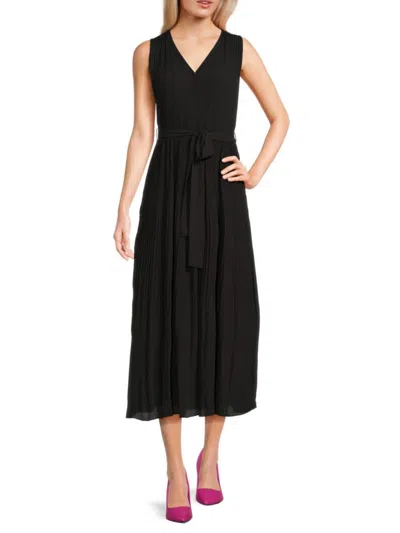 T TAHARI WOMEN'S FAUX WRAP BELTED MIDI-DRESS