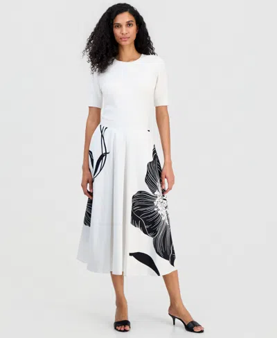 T Tahari Women's Flared Midi Skirt In White