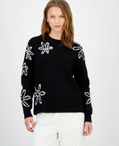T Tahari Women's Floral-embroidered Crewneck Sweater In Multi