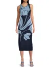 T Tahari Women's Floral Midi Dress In Evening Navy