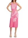 T Tahari Women's Floral Midi Dress In Tulip Pink