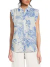 T Tahari Women's Floral-print Linen-blend Shirt