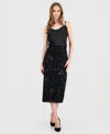 T Tahari Women's Floral Sequin Midi Skirt In Black