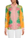 T Tahari Floral Blouse In Pink Multi