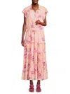 T Tahari Tiered Midi Dress In Versailles Pink