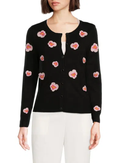 T Tahari Women's Floral Woven Cardigan