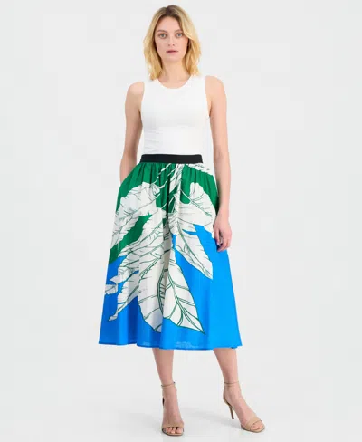 T Tahari Women's Full Pull-on Elastic Midi Skirt In Multi
