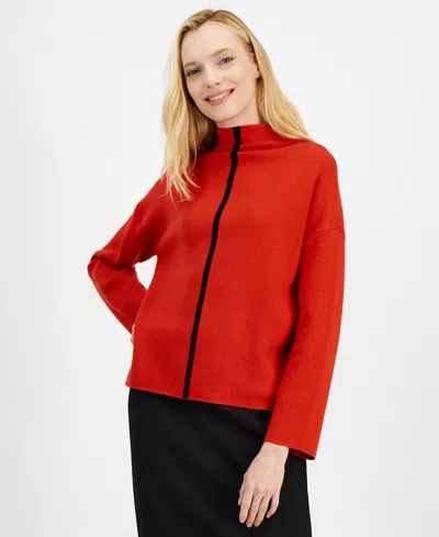 T Tahari Women's Funnel-neck Sweater In Tomato