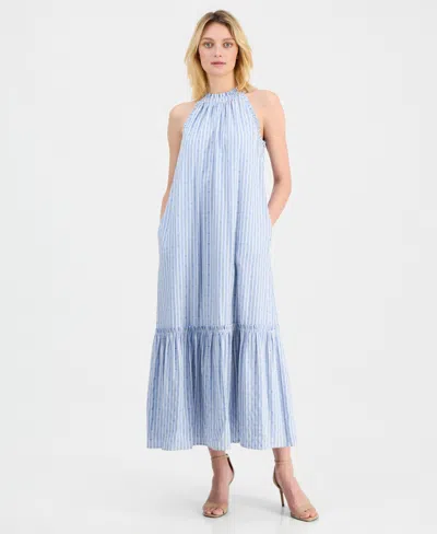 T Tahari Women's Halter Neck A-line Maxi Dress In Blue