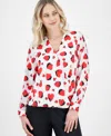 T Tahari Wrap Blouse In Shadow Heart