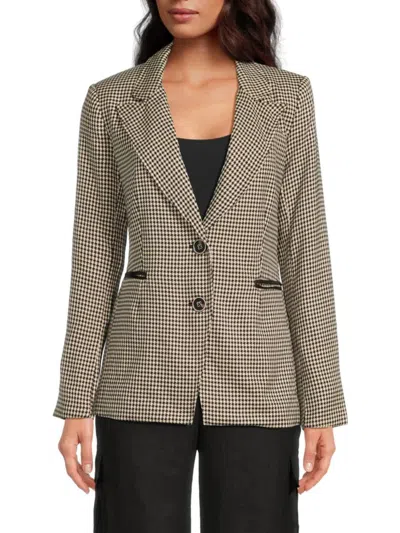 T Tahari Women's Herringbone Blazer In Black Natural