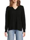 T Tahari Women's High-low Hem 100% Cashmere Sweater In Black