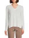 T Tahari Women's High-low Hem 100% Cashmere Sweater In Gray