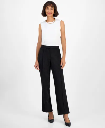 T Tahari Women's High-rise Seamed Straight-leg Pants In Black
