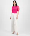 T Tahari Woven Top In White Star